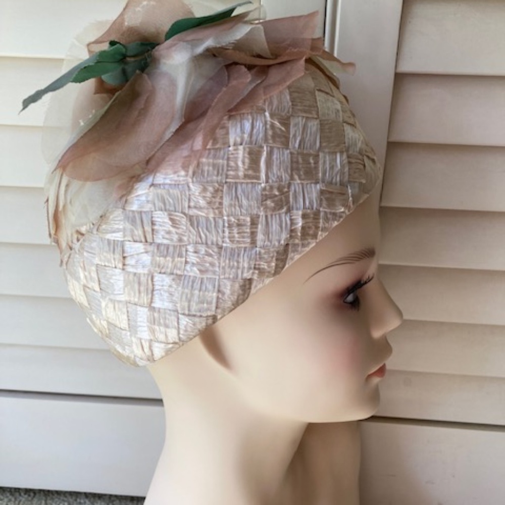 1950's Evelyn Varon Exclusive Straw Pill Box Hat